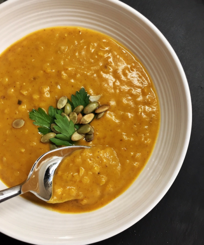 Indian Spiced Pumpkin and Lentil Soup